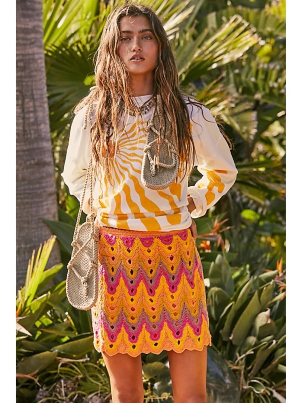 NEW Free People Heat of the Moment Crochet Skirt Almost Famous XS